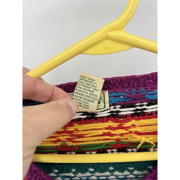 Vintage L.L.Bean Sweater Womens Med Multicolor Cardigan Ramie Cotton Fruit 90s - Picture 4 of 7